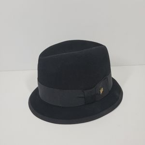 Vintage Berg Fifth Avenue Black Felt Mens Fedora Alpine Hat Size 7 1/8